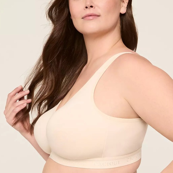 🌟CACIQUE BEIGE🌟 UNLINED 🌟NO-WIRE BRA, SIZE 46DD - Picture 3 of 16